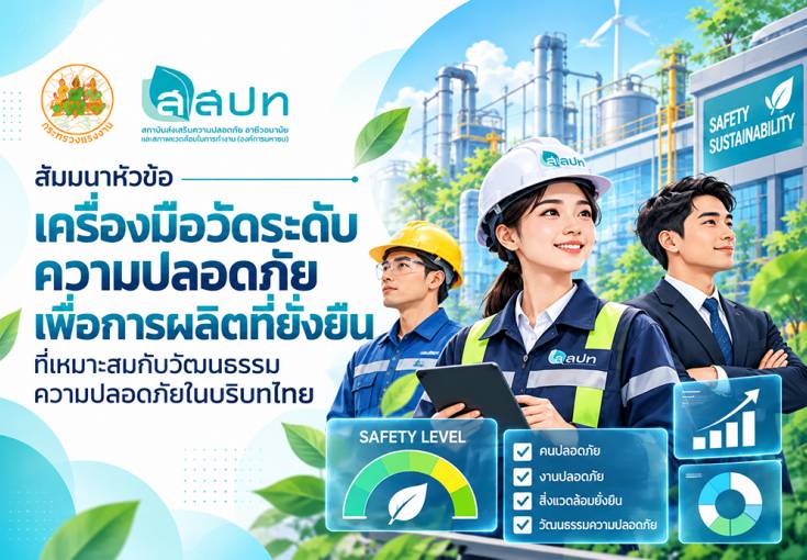 [ สมัครฟรี ] สัมมนาหัวข้อ : เครื่องมือวัดระดับความปลอดภัยเพื่อการผลิตที่ยั่งยืน ที่เหมาะสมกับวัฒนธรรมความปลอดภัยในบริบทไทย
